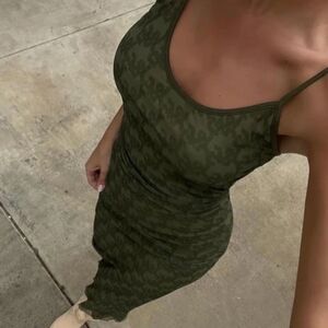 Jagger & Stone Demi Mesh Maxi tank Dress Green bodycon tank Size 8 NWOT 4 badgir